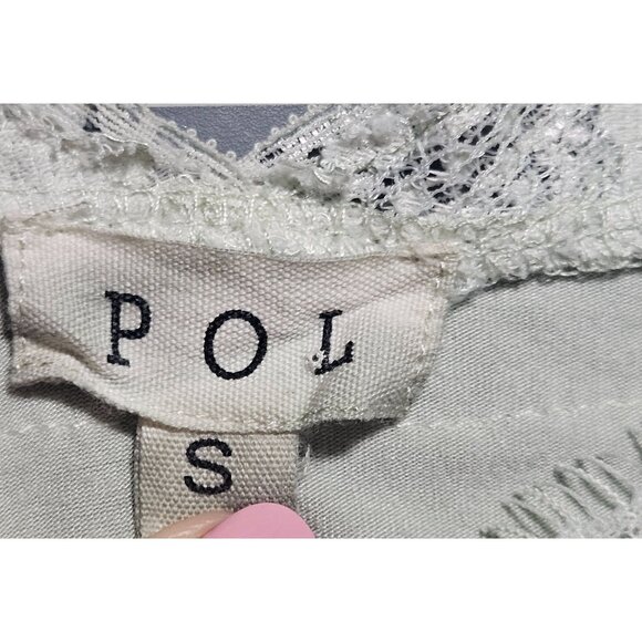 P.O.L Women Sage Lace V-Neck Top Small – Cottagecore, Light Academia, Soft Girl - Picture 4 of 11